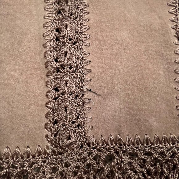 VTG DEADSTOCK SCULLY Leather Vest Button Up Intricate Knit Women’s Button Top - Picture 8 of 13